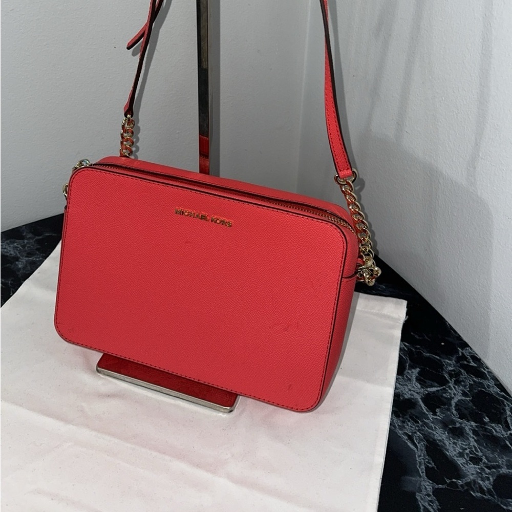 Michael Kors Handbag Jet Set Powder Leather Crossbody Bag Purse AUTHENTIC